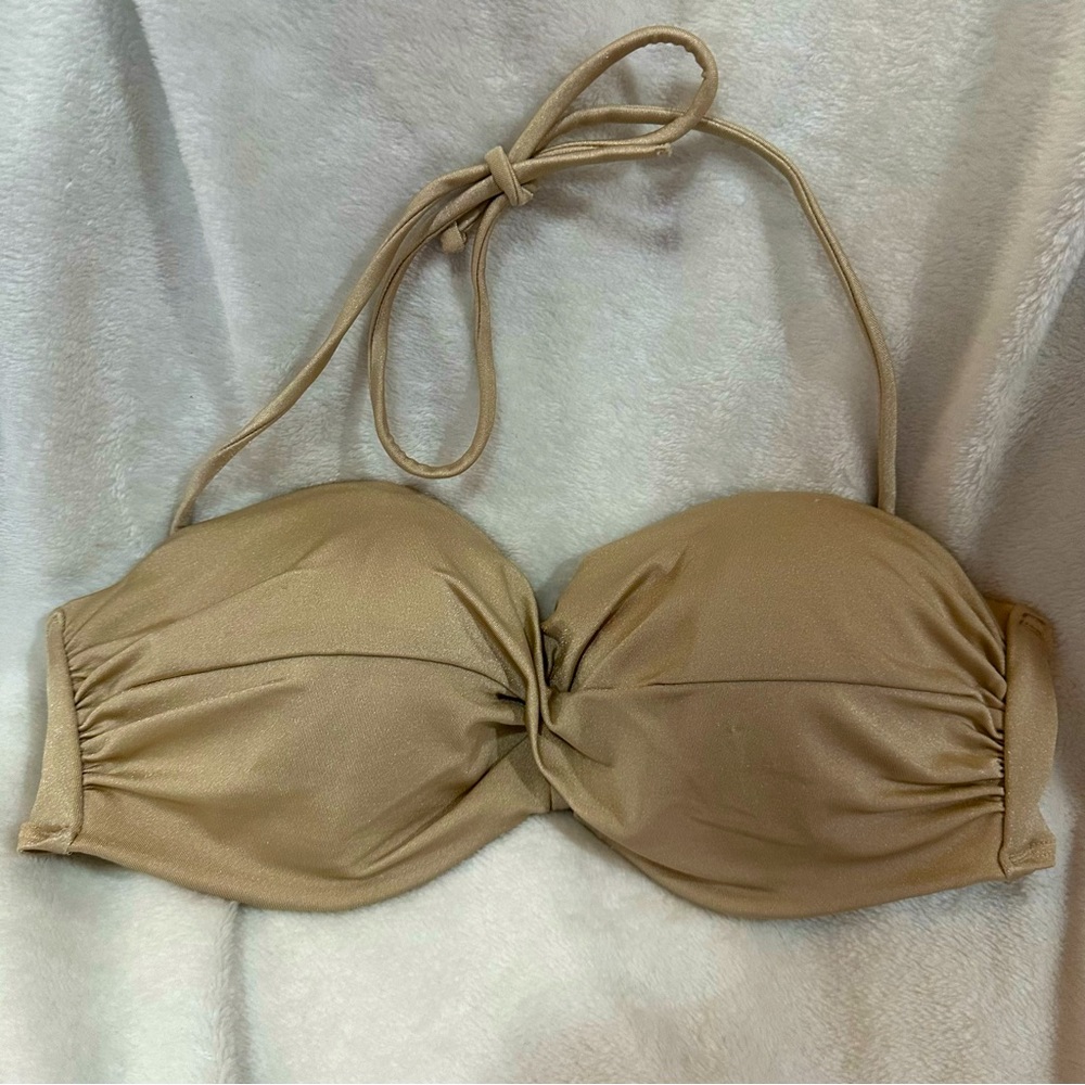 Victoria’s Secret bikini top. Gold/tan push-up, 36C